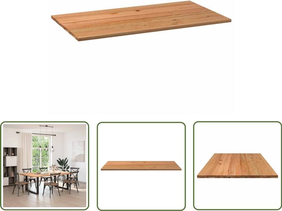 The Living Store Tafelblad rechthoekig 220x120x4 cm massief eikenhout lichtbruin Eikenhouten Tafelblad Rechte Tafel Eetkamertafel Salontafel Grote Tafel