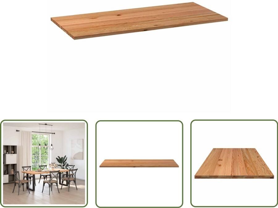 The Living Store Tafelblad rechthoekig 220x90x4 cm massief eikenhout lichtbruin Eikenhouten Tafelblad Rechte Tafel Eetkamertafel Salontafel Tafelblad Kopen