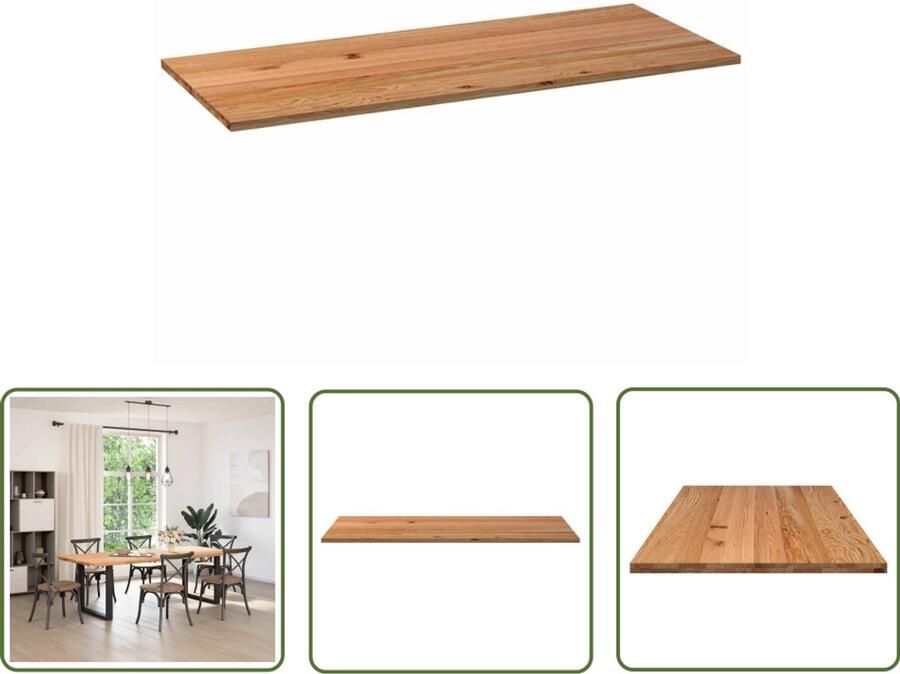 The Living Store Tafelblad rechthoekig 240x100x4 cm massief eikenhout lichtbruin Eikenhouten Tafelblad Rechte Tafel Eetkamertafel Salontafel Grote Tafel