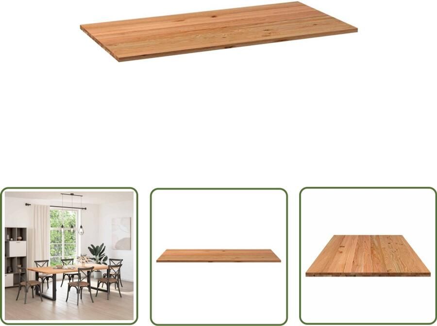 The Living Store Tafelblad rechthoekig 240x120x4 cm massief eikenhout lichtbruin Eikenhouten Tafelblad Rechte Tafel Salontafel Eettafelblad Massief Hout