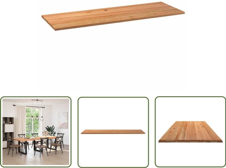 The Living Store Tafelblad rechthoekig 280x100x4 2 cm eikenhout lichtbruin Eikenhouten Tafelblad Rechte Tafel Eetkamertafel Salontafel Grote Tafel