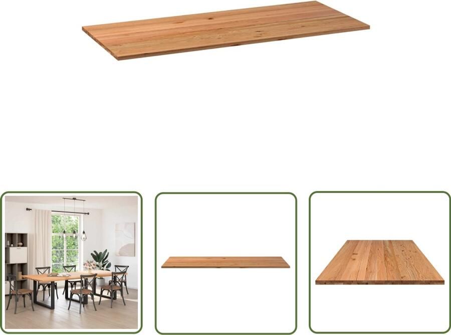 The Living Store Tafelblad rechthoekig 280x120x4 cm massief eikenhout lichtbruin Eikenhouten Tafelblad Rechte Tafel Grote Tafel Salontafel Eettafel