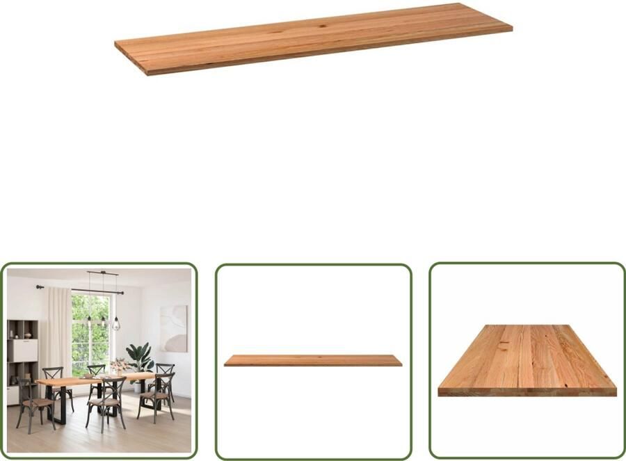 The Living Store Tafelblad rechthoekig 280x80x4 cm massief eikenhout lichtbruin Eikenhouten Tafelblad Rechte Tafel Eetkamertafel Salontafel Tafelblad Kopen