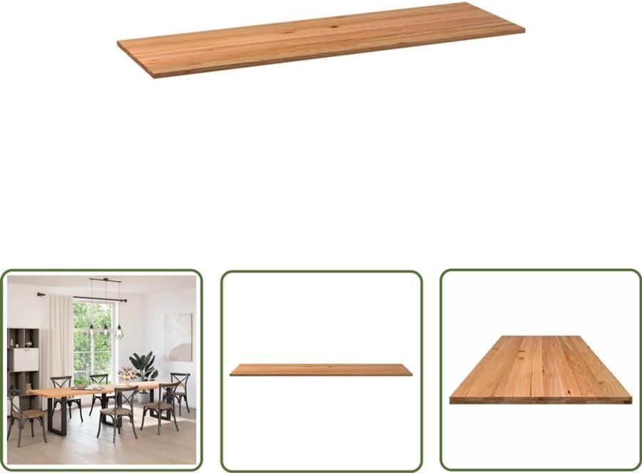 The Living Store Tafelblad rechthoekig 320x90x4 cm massief eikenhout lichtbruin Eikenhouten Tafelblad Rechte Tafel Eetkamertafel Salontafel Grote Tafel
