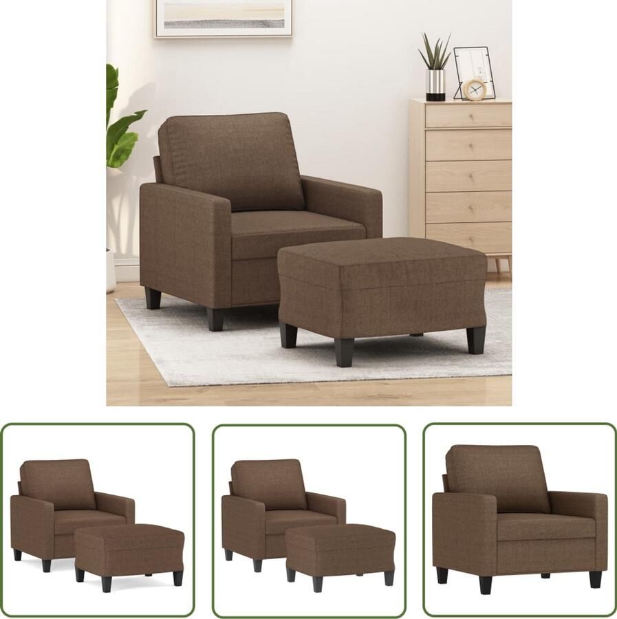 VidaXL Fauteuil met voetenbank 60 cm stof bruin Fauteuil Relaxen Leeshoek Bruine Fauteuil Moderne Fauteuil