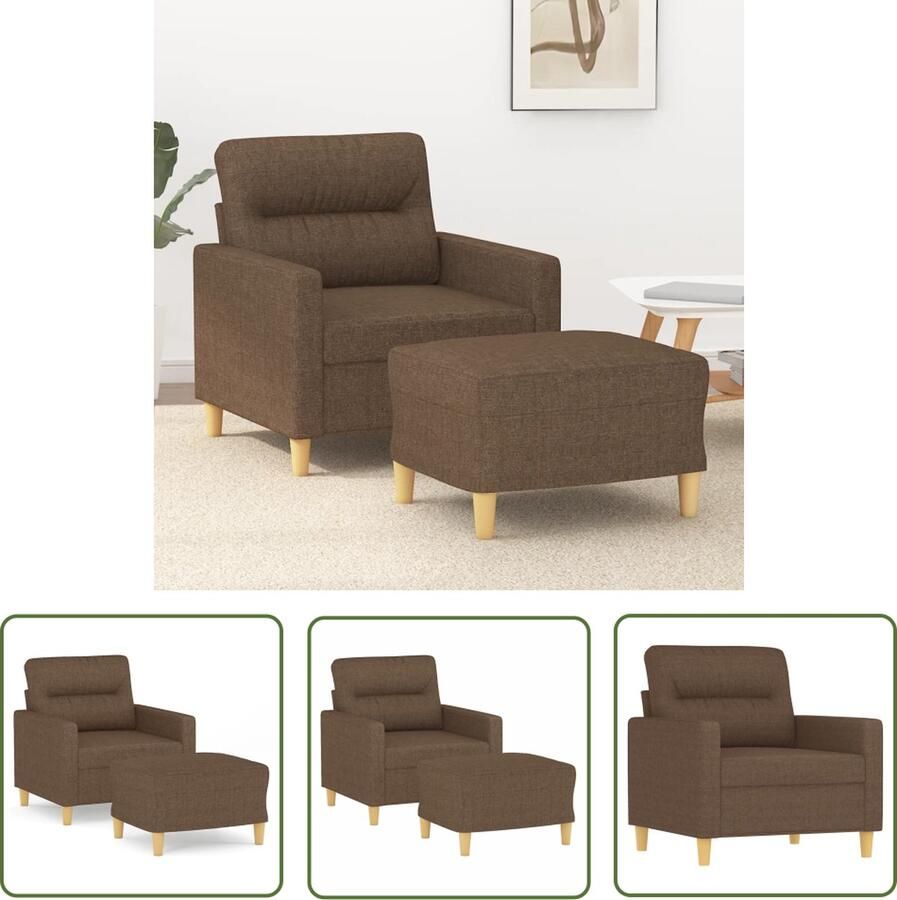 VidaXL Fauteuil met voetenbank 60 cm stof bruin Fauteuil Relaxfauteuil Bruine Fauteuil Lederlook Fauteuil Lounge Stoel