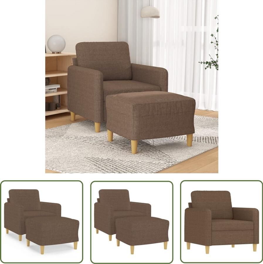 VidaXL Fauteuil met voetenbank 60 cm stof bruin Fauteuil Relaxfauteuil Lounge Stoel Bruine Fauteuil Lederlook Fauteuil