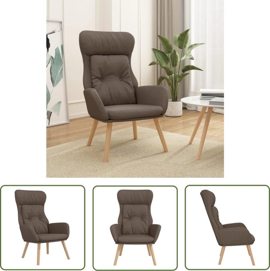 The Living Store Fauteuil Comfortabele dik gevoerde relaxstoel Taupe 70 x 77 x 94 cm (B x D x H) Comfortabele Fauteuil Relaxstoel Fauteuils Lounge Chair Leesfauteuil