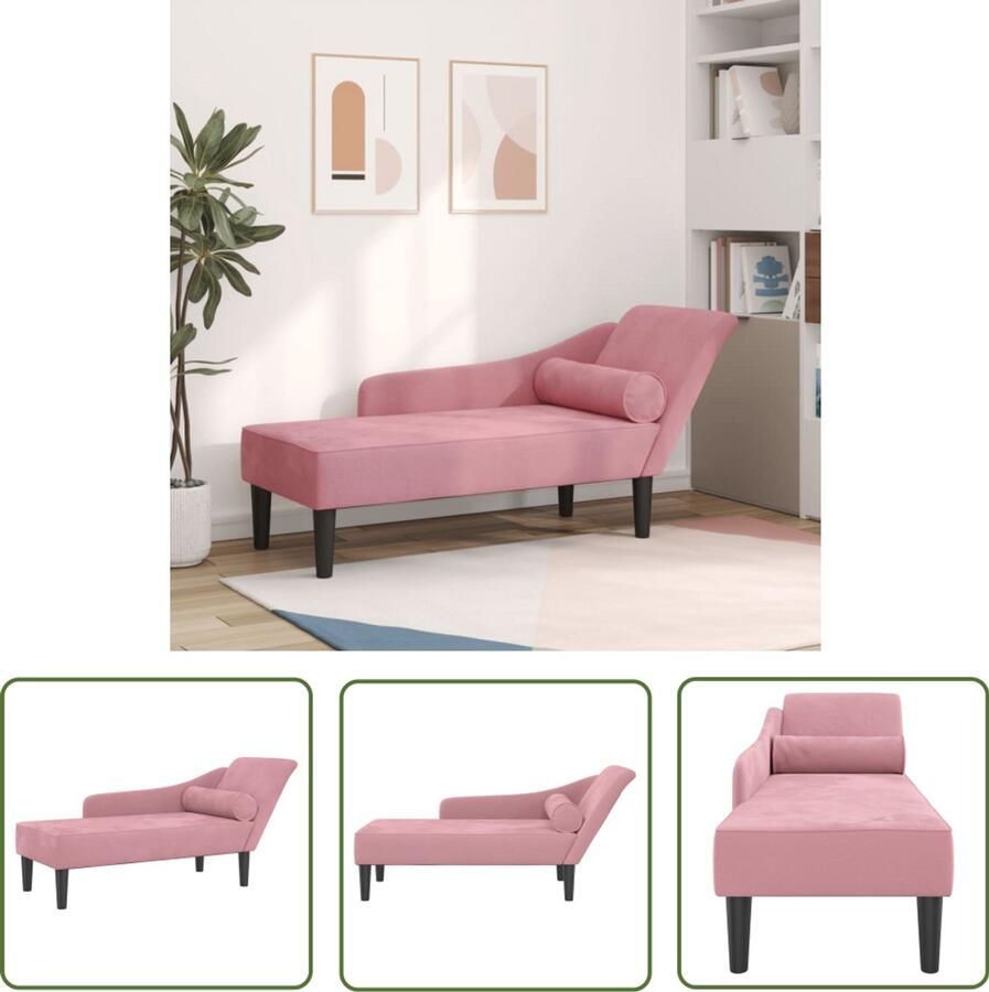 VidaXL Relaxstoel Lounge Stoel Chaise longue met kussens fluweel roze Comfortabele Fauteuil Rozenkleurige Bank Design Lounge