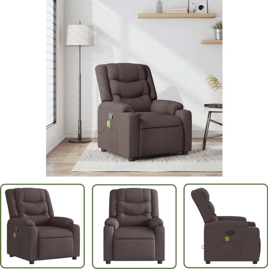 VidaXL Massagestoel verstelbaar stof donkerbruin Massagestoel Relaxstoel Ergonomische Stoel Lounge Stoel Lederlook