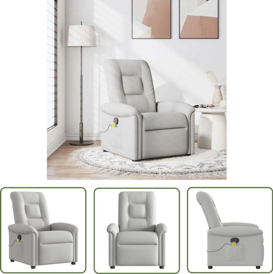 VidaXL Massagestoel verstelbaar stof wolk grijs Massagestoel Relaxstoel Elektrische Massage Lounge Stoel Zitzak