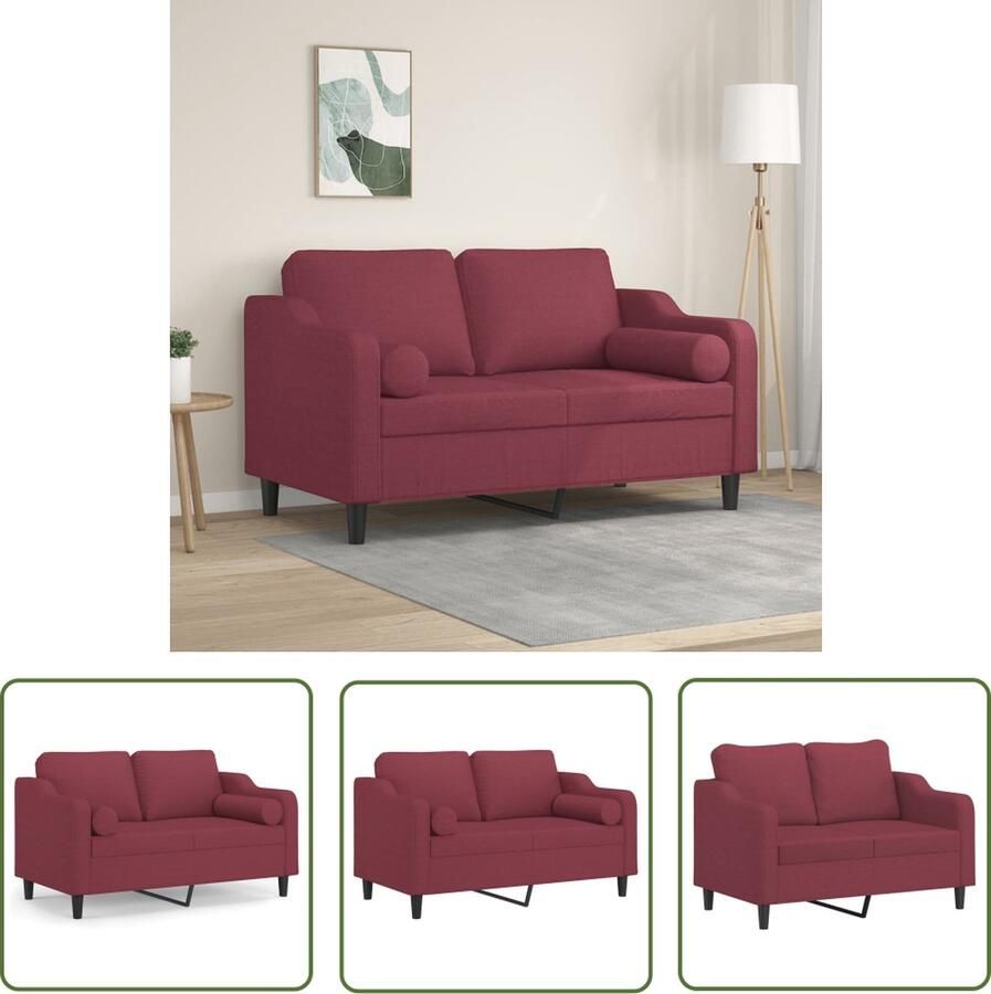 The Living Store Wijnrode 2-zitsbank 138 x 77 x 80 cm Duurzame stof Tweezitsbank Rode Bank Bankstel Lounge Meubilair Stoffen Bank