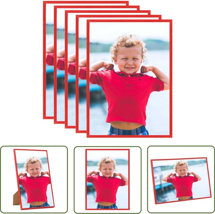 The Living Store Fotolijsten 5 st voor wand of tafel 70x90 cm MDF rood Fotolijst Rode Fotolijst Mdf Fotolijst Set Wanddecoratie
