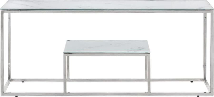 VidaXL Salontafel roestvrijstaal en gehard glas zilverkleurig Salontafel Roestvrijstaal Glazen Tafel Koffietafel Living Room Furniture