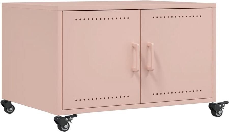 VidaXL Salontafel 68x50x43 5 cm staal roze Salontafel Roestvrijstalen Salontafel Vintage Salontafel Industriële Salontafel Roze Salontafel