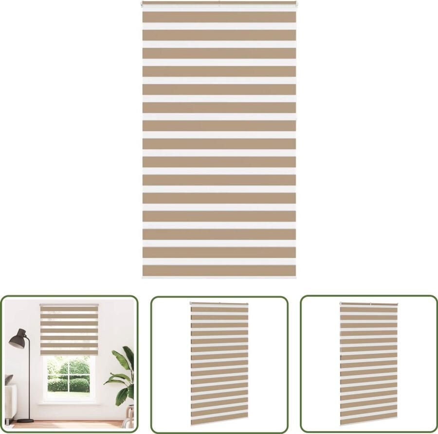 The Living Store Zebra Blind 125x230 cm stofbreedte 120 9 cm polyester zandbruin Zebra Gordijn Rolgordijn Zonwering Privacy Kamerscherm