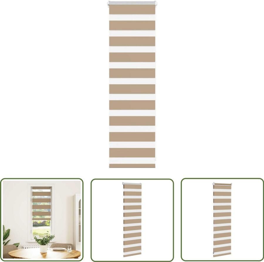 The Living Store Zebra Blind 50x100 cm stofbreedte 45 9 cm polyester zandbruin Zebra Gordijn Rolgordijn Zonwering Privacy Kamerscherm