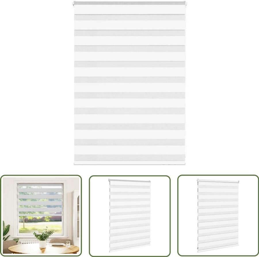 The Living Store Zebra Blind 115x100 cm stofbreedte 110 9 cm polyester wit Zebra Gordijnen Rolgordijnen Zonwering Privacy Screen Kamerscherm