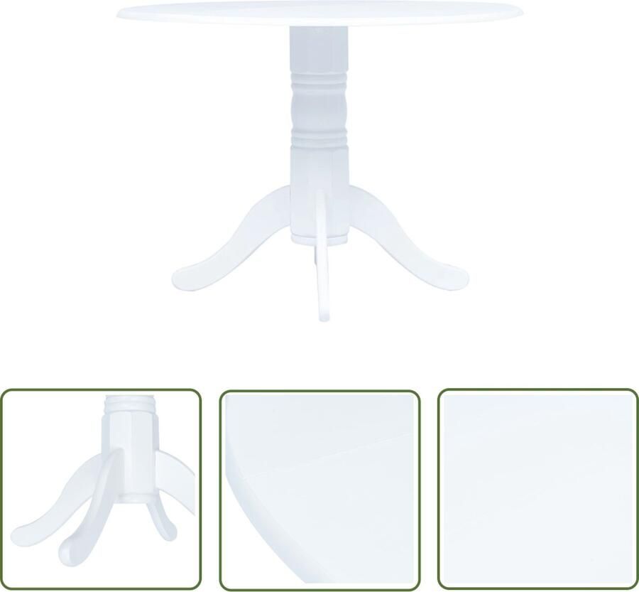 The Living Store Eetkamertafel 106 x 75 cm Massief rubberwood frame MDF tafelblad Eetkamertafel Ronde Tafel Rubberwood Tafel Wit Tafel Mdf Tafel - Foto 2