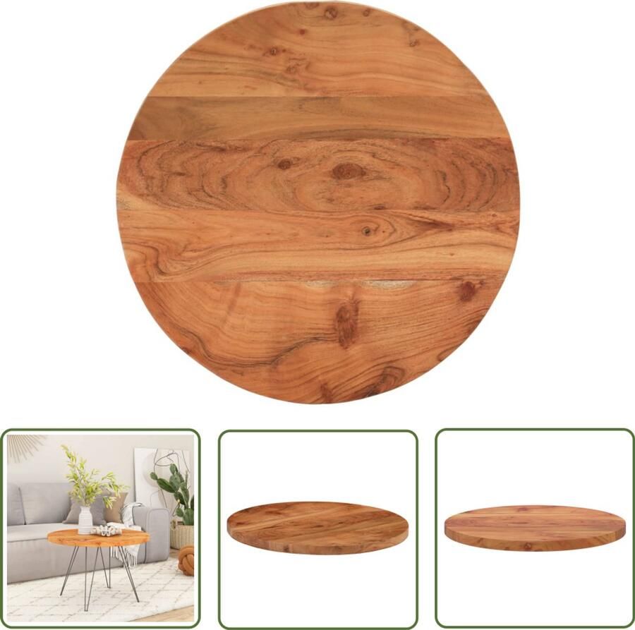 The Living Store Tafelblad rond Ø 40x3 8 cm massief acaciahout Houten Tafelblad Ronde Tafel Acacia Hout Bijzettafelblad Bartafelblad