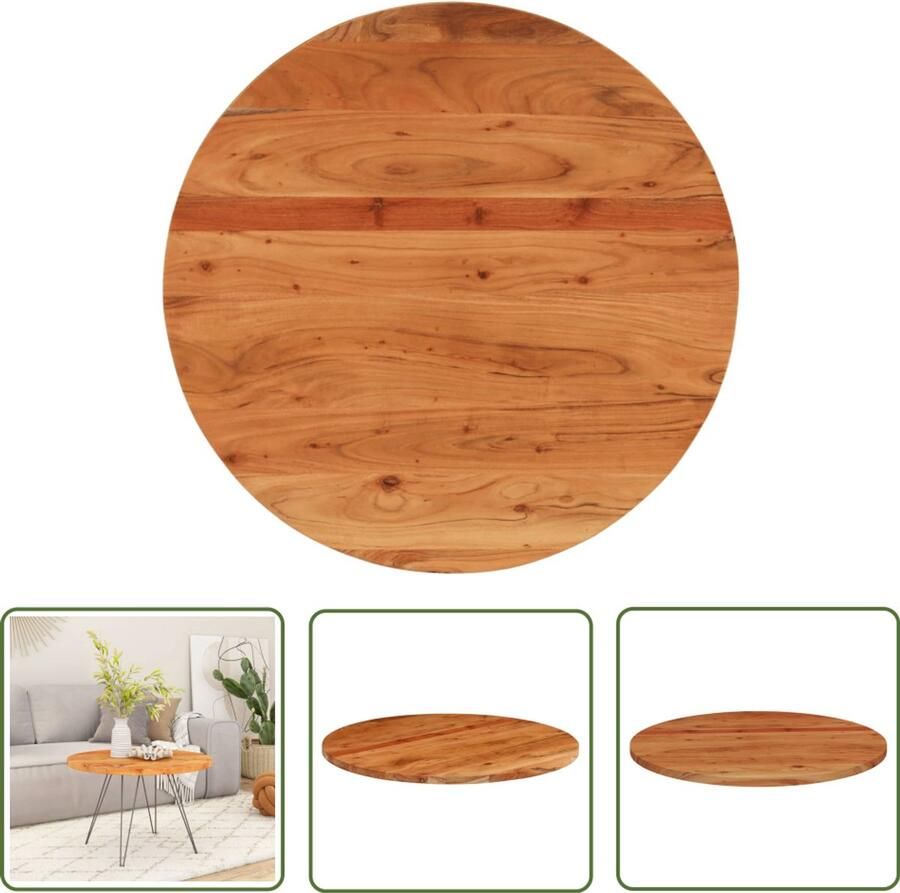 VidaXL Tafelblad rond Ø 80x3 8 cm massief acaciahout Houten Tafelblad Ronde Tafel Salontafel Acaciahout Massief Hout