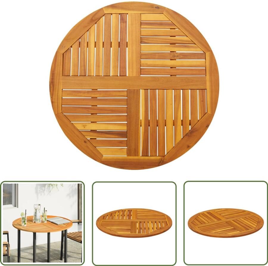 The Living Store Tafelblad rond Ø 90x2 2 cm massief acaciahout Houten Tafelblad Ronde Tafel Acacia Hout Tuinmeubilair Eetkamertafel