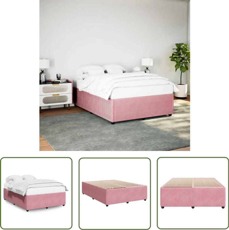 VidaXL Bedframe fluweel roze 160x200 cm Bed Frame Rozenkleurig Bed Tweepersoons Bed Fluweel Bed Boxspring