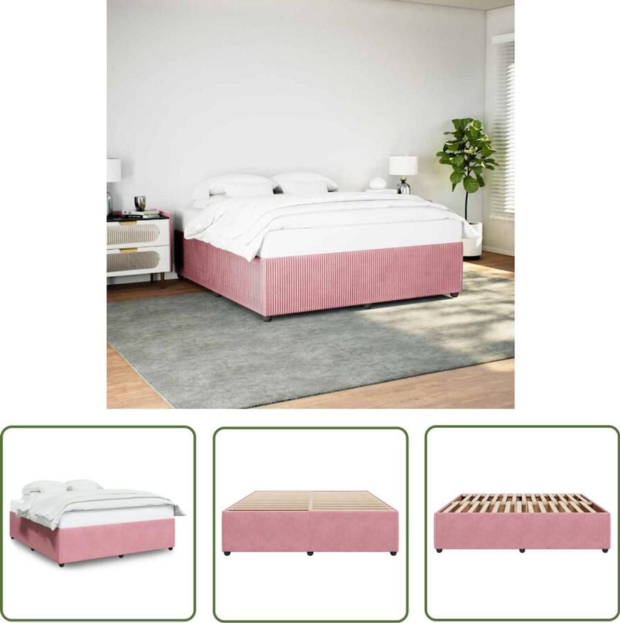 VidaXL Bedframe fluweel roze 180x200 cm Bed Frame Rozenkleurig Bed Fluweel Bed Tweepersoons Bed Boxspring
