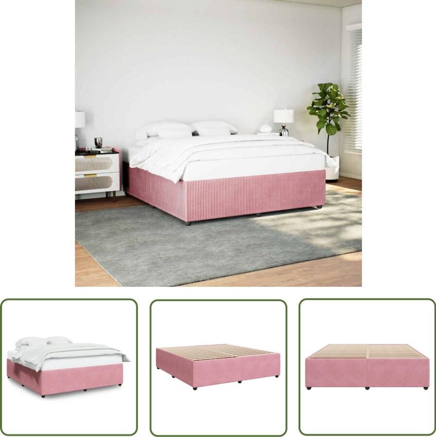 VidaXL Bedframe fluweel roze 200x200 cm Bed Frame Rozenkleurig Bed Tweepersoons Bed Fluweel Bed Boxspring