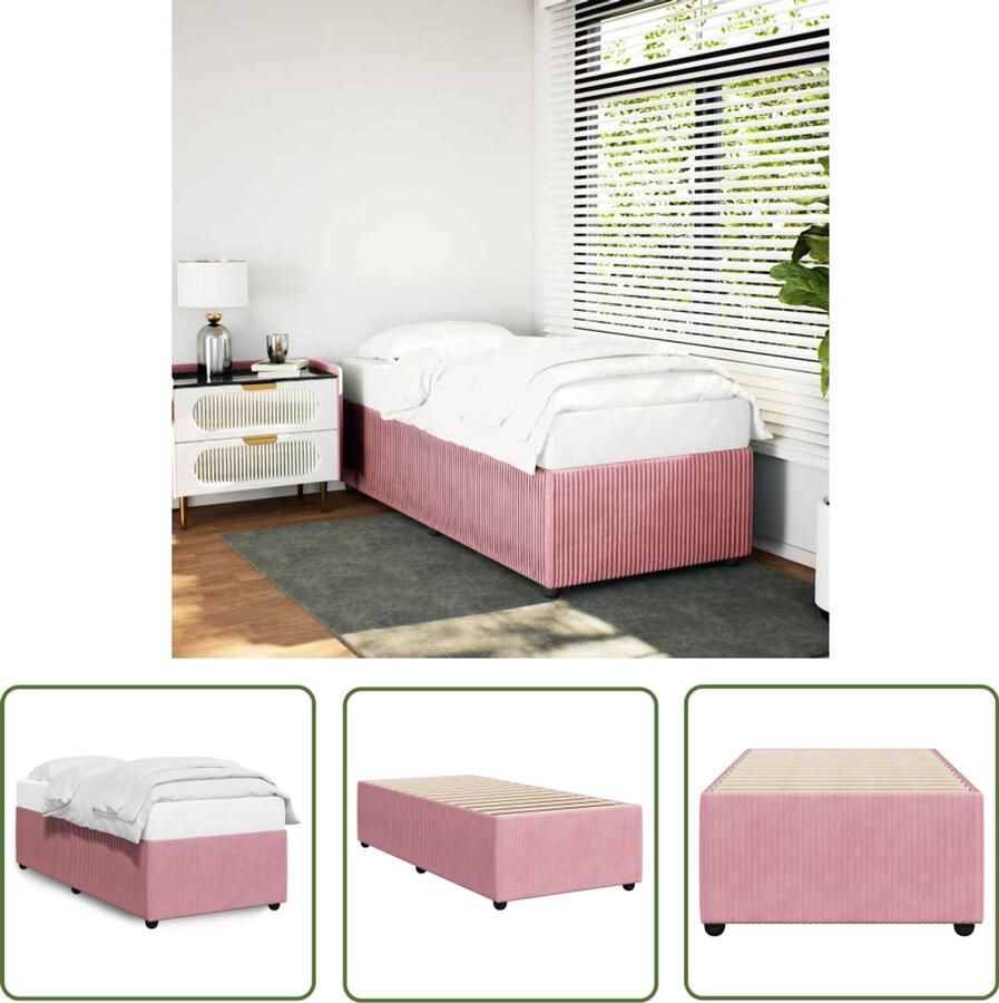 VidaXL Rozenkleurig Bed Frame Bedframe fluweel roze 90x200 cm Fluweel Tweepersoonsbed Boxspring