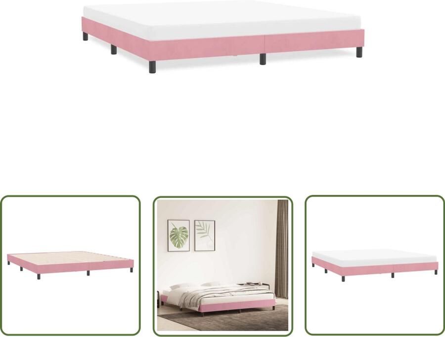 VidaXL Bedframe zonder matras 180x220 cm fluweel roze Bed Frame Rozenkleurig Bed Fluweel Bed Tweepersoons Bed Boxspring Bed