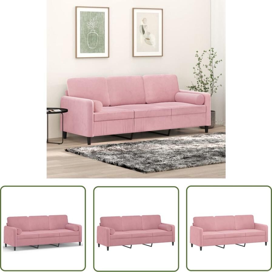 The Living Store 3-zitsbank fluweel roze 198 x 77 x 80 cm comfortabele zitervaring 3 Zits Bank Rozer Bank Fluweel Bank Lounge Bank Banks Kopen