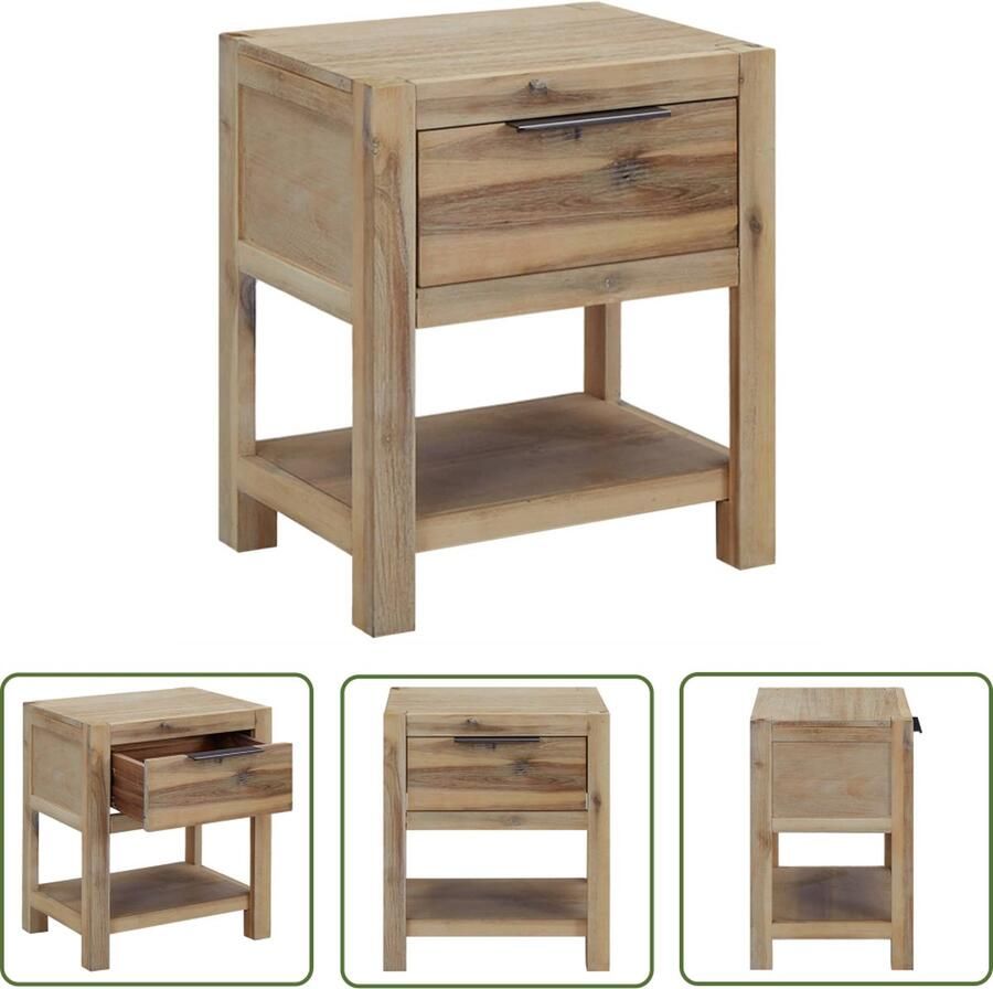 The Living Store Nachtkastje Rustieke Charme 40 x 30 x 48 cm Massief acaciahout MDF Acaciafineer Nachtkastje Rustic Houten Meubilair Slaapkamersdecoratie Vintage Design - Foto 2