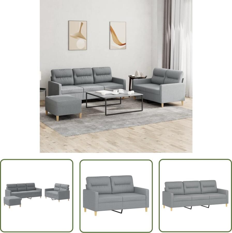 The Living Store Loungeset Woonmeubelen 138 x 77 x 80 cm Lichtgrijs Loungeset Salonset Tuinset Lounge Meubels Buitendecoratie