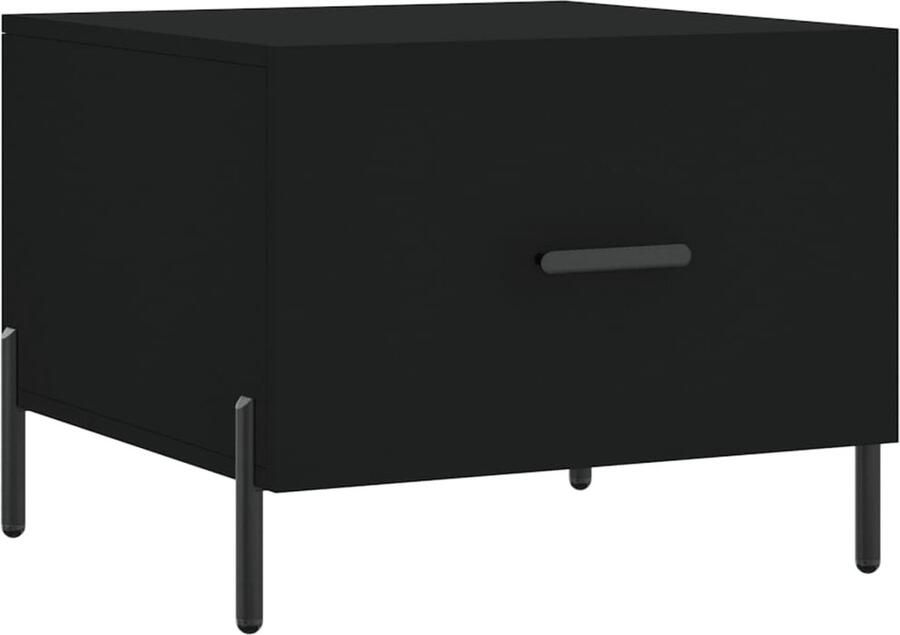 The Living Store Salontafel Trendy Bijzettafel met lade Stevig tafelblad IJzeren poten Zwart Bewerkt hout en ijzer 50x50x40cm Montage vereist Salontafel Bijzettafel Houten Salontafel Zwarte Salontafel Moderne Salontafel - Foto 2