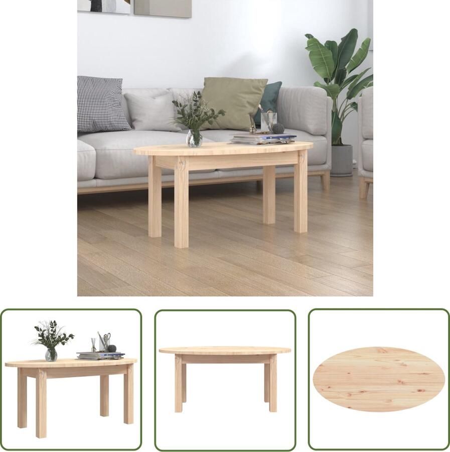 The Living Store Salontafel Massief Grenenhout 80 x 40 x 35 cm Elegante toevoeging voor woonkamer Salontafel Massief Hout Grenenhout Salontafeltje Koffietafel - Foto 2