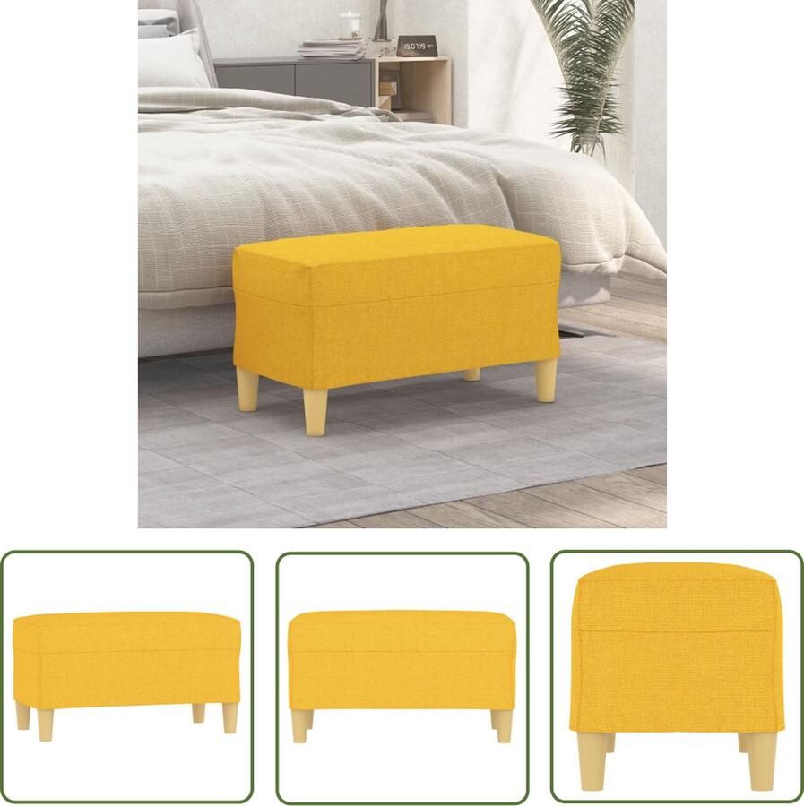 The Living Store Bankje 70x35x41 cm stof lichtgeel Woonaccessoires Bankje Stoffen Bank Geel Bankje Kleine Bank