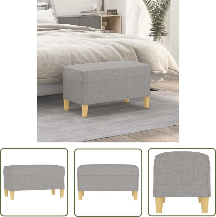 The Living Store Bankje 70x35x41 cm stof lichtgrijs Bankje Stoelkussens Salon Meubilair Grijs Bankje Kleine Bankjes