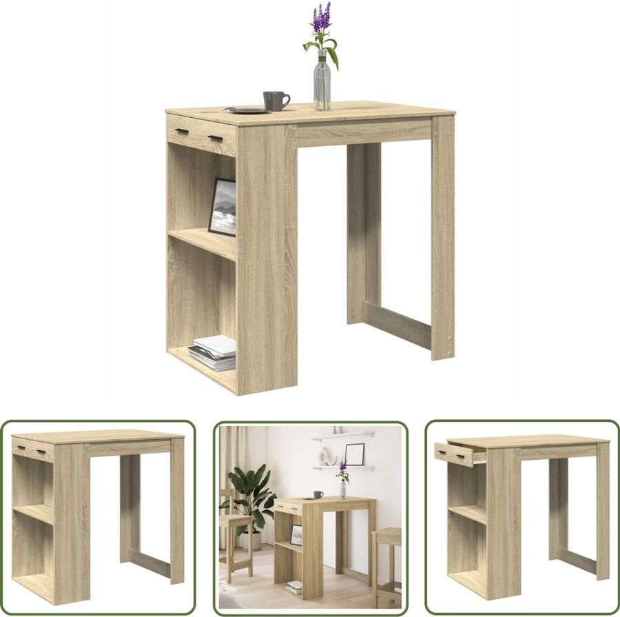 VidaXL Bartafel 102x70x103 5 cm bewerkt hout sonoma eikenkleurig Bartafel Salontafel Houten Tafel Sonomapine Eikenfurnituuur