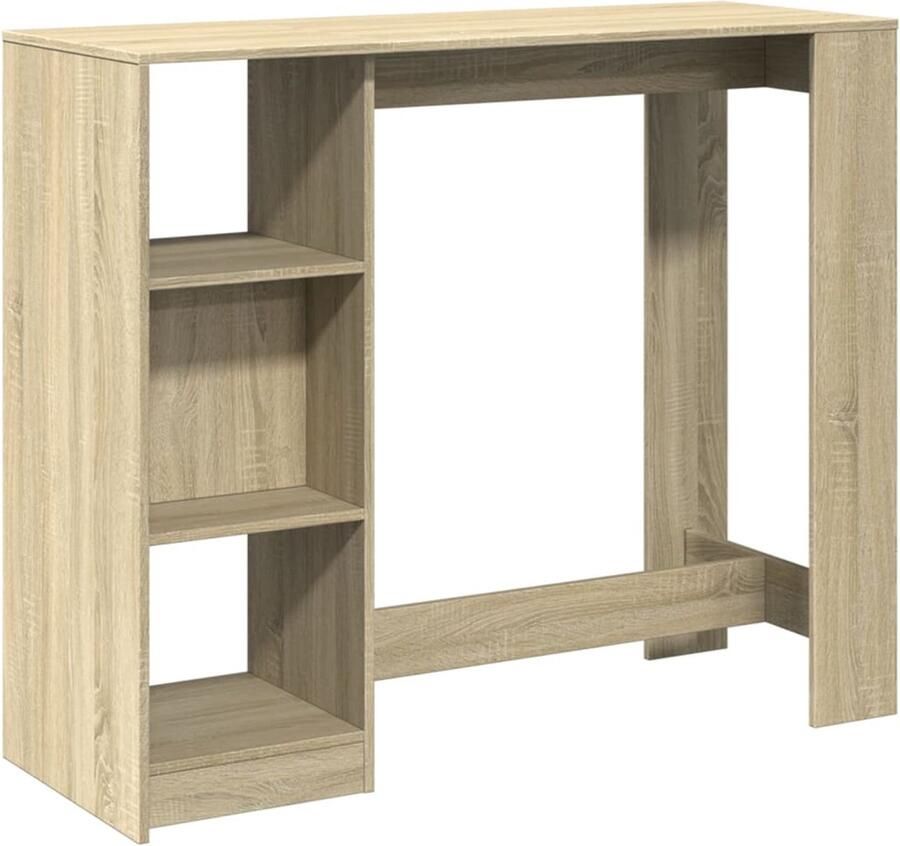 The Living Store Bartafel met schap 124x46x103 5 cm hout sonoma eikenkleur Bartafel Houten Bartafel Lounge Tafel Zitbank Eettafel