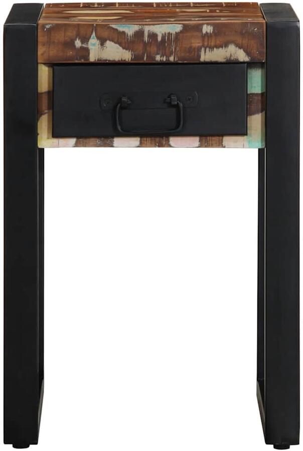 The Living Store Bijzettafel 35x35x50 cm massief gerecycled hout meerkleurig Bijzettafel Salontafel Multifunctionele Tafel Houten Tafel Vintage Tafel