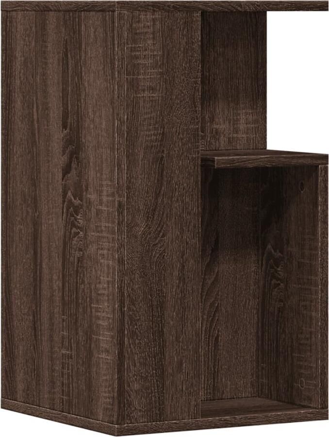 The Living Store Bijzettafel 35x35x60 cm bewerkt hout bruin eikenkleurig Bijzettafel Salontafel Accenttafeltje Houten Tafeltje Eiken Kleur