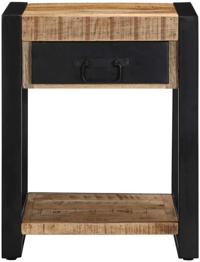 VidaXL Bijzettafel 40x40x50 cm massief ruw mangohout Bijzettafel Salontafel Mango Wood Houten Bijzet Tafeltje Industriële Bijzettafel