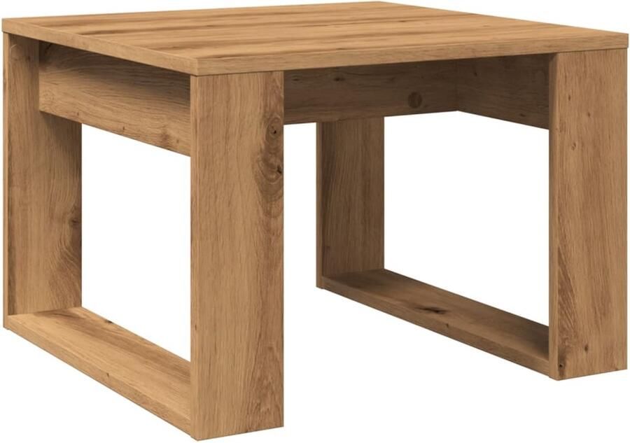 VidaXL Bijzettafel 50x50x35 cm bewerkt hout artisanaal eikenkleurig Bijzettafel Salontafel Houten Bijzettafel Eiken Kleurige Bijzettafel Kleine Bijzettafel
