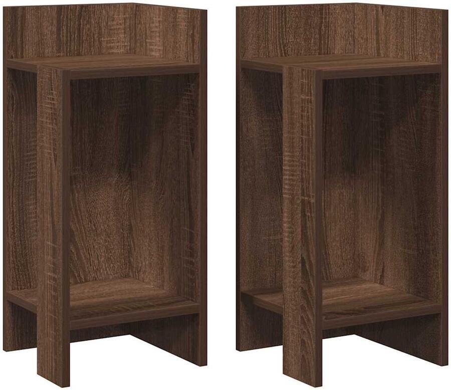 VidaXL Bijzettafel Bijzettafels Accenttafel Bank Bijzettafel Bijzettafels 2 st met plank 25 5x27x60 cm bruin eikenkleur