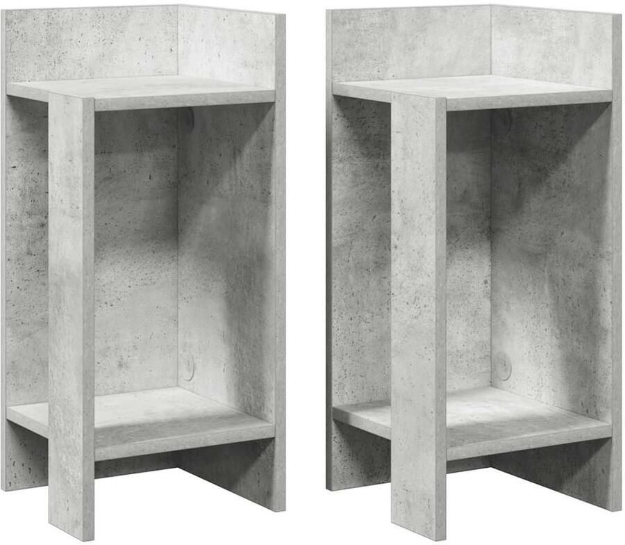 VidaXL Bijzettafel Bijzettafels Accenttafel Bank Bijzettafel Bijzettafels 2 st met plank 25 5x27x60 cm betongrijs