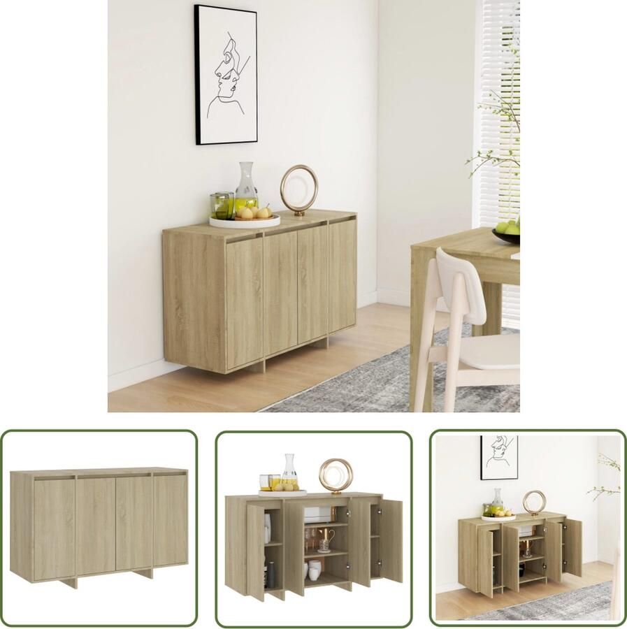 VidaXL Dressoir 120x41x75 cm bewerkt hout sonoma eikenkleurig Dressoir Salontafel Houten Dressoir Sonomaplank Vintage Dressoir