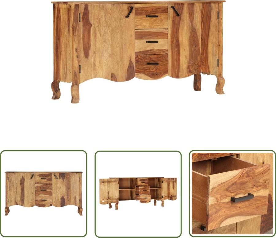 The Living Store Dressoir 145x40x80 cm massief sheeshamhout Dressoir Sheeshamhouten Meubels Vintage Dressoir Salontafel Tv Tafel