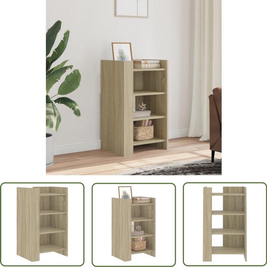 VidaXL Dressoir 45x35x75 cm bewerkt hout sonoma eikenkleurig Dressoir Salontafel Houten Dressoir Sonome Eiken Vintage Dressoir