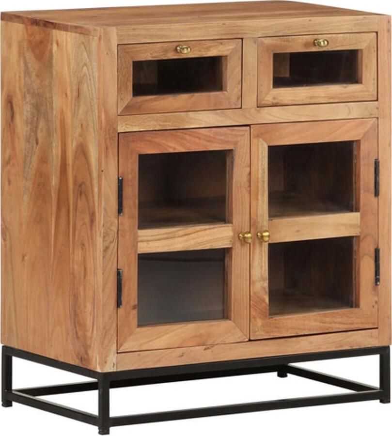 The Living Store Dressoir 60x35x70 cm massief acaciahout Dressoir Bijzettafel Industrieel Design Houten Dressoir Acacia Hout